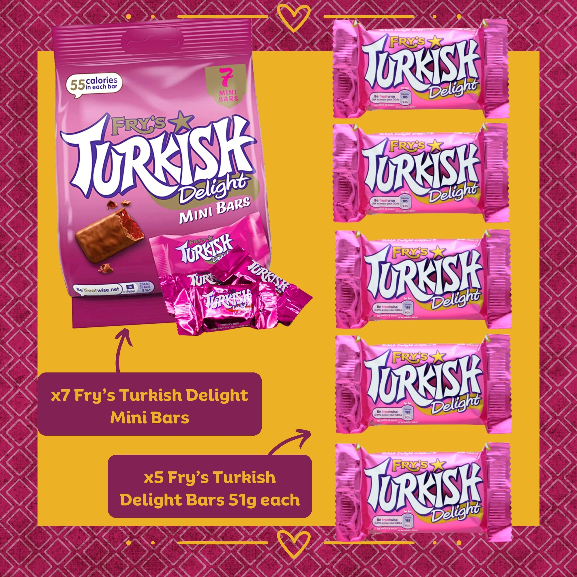 Birthday Turkish delight hamper with Fry’s Turkish Delight chocolate bars
